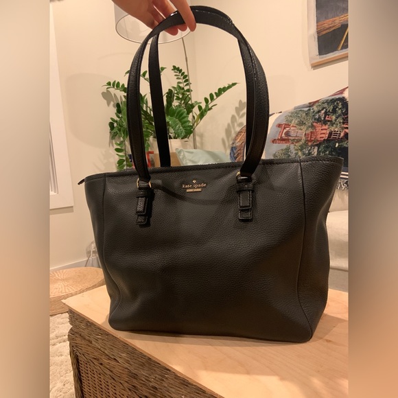 Kate Spade Large Tote Bag Black Zipper Top Purse - Picture 2 of 10